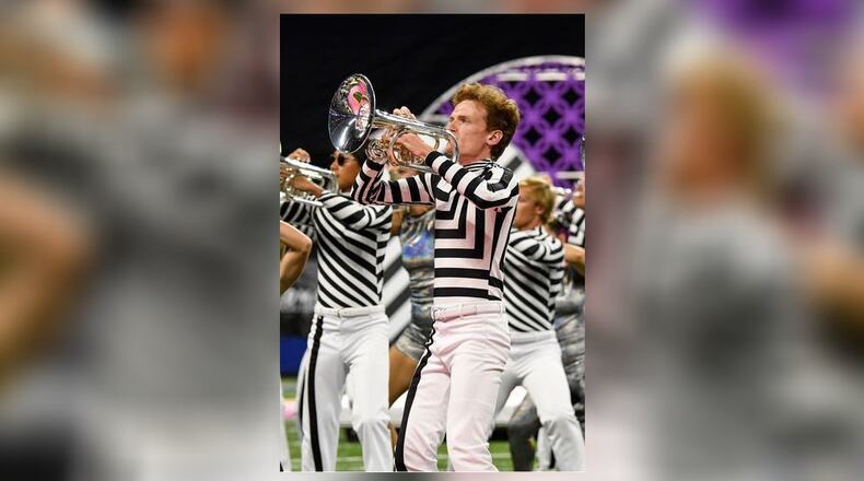 Pictured is one of the participating corps performing at a past Drum Corps International Competition. CONTRIBUTED