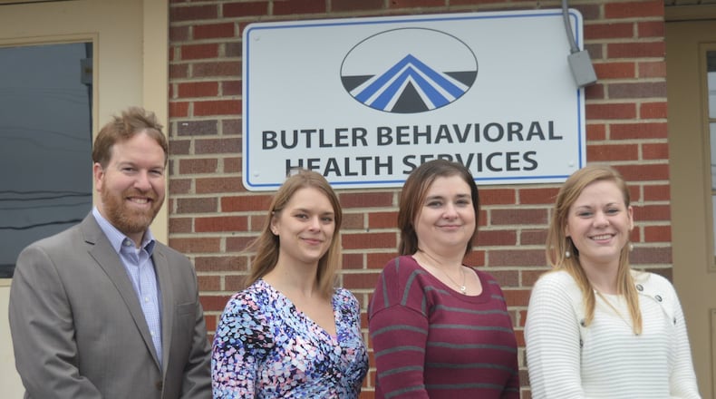 The staff of the Butler Behavioral Health Services Oxford Counseling Center are (from left) CEO Randy Allman, Program Manager/Therapist Kate McLain, Office Coordinator/Medical Assistant Rachael Witt and Therapist Nicole Quinn. CONTRIBUTED/BOB RATTERMAN