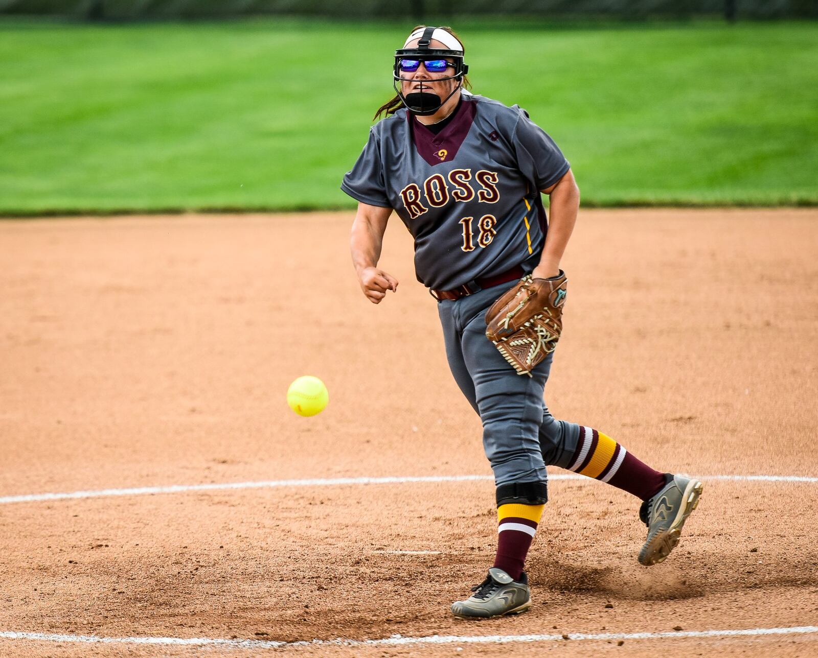 Ross pitcher Kenzie Meyer throws a pitch during Friday’s Division II district final against Clinton-Massie at Mason. NICK GRAHAM/STAFF