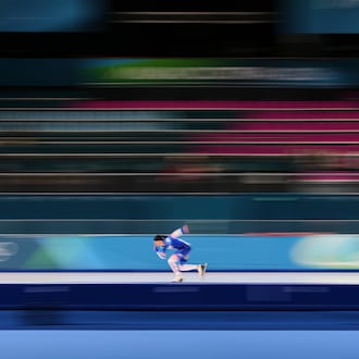 Brittany Bowe of the U.S. practice ahead of the women's 1,500 meters speedskating race at the 2026 Winter Olympics, in Milan, Italy, Monday, Feb. 9, 2026. (AP Photo/Antonio Calanni)