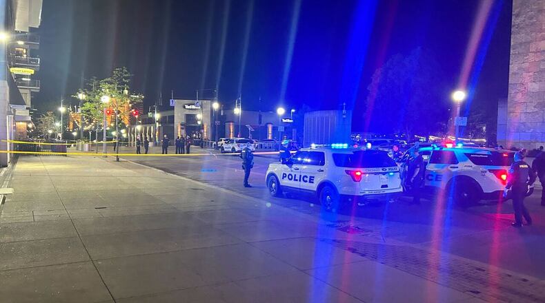 A shooting happened just before 10:30 p.m. Saturday, April 19, 2025 near Ruth's Chris Steak House along East Freedom Way in Cincinnati, which is at The Banks. WCPO PHOTO