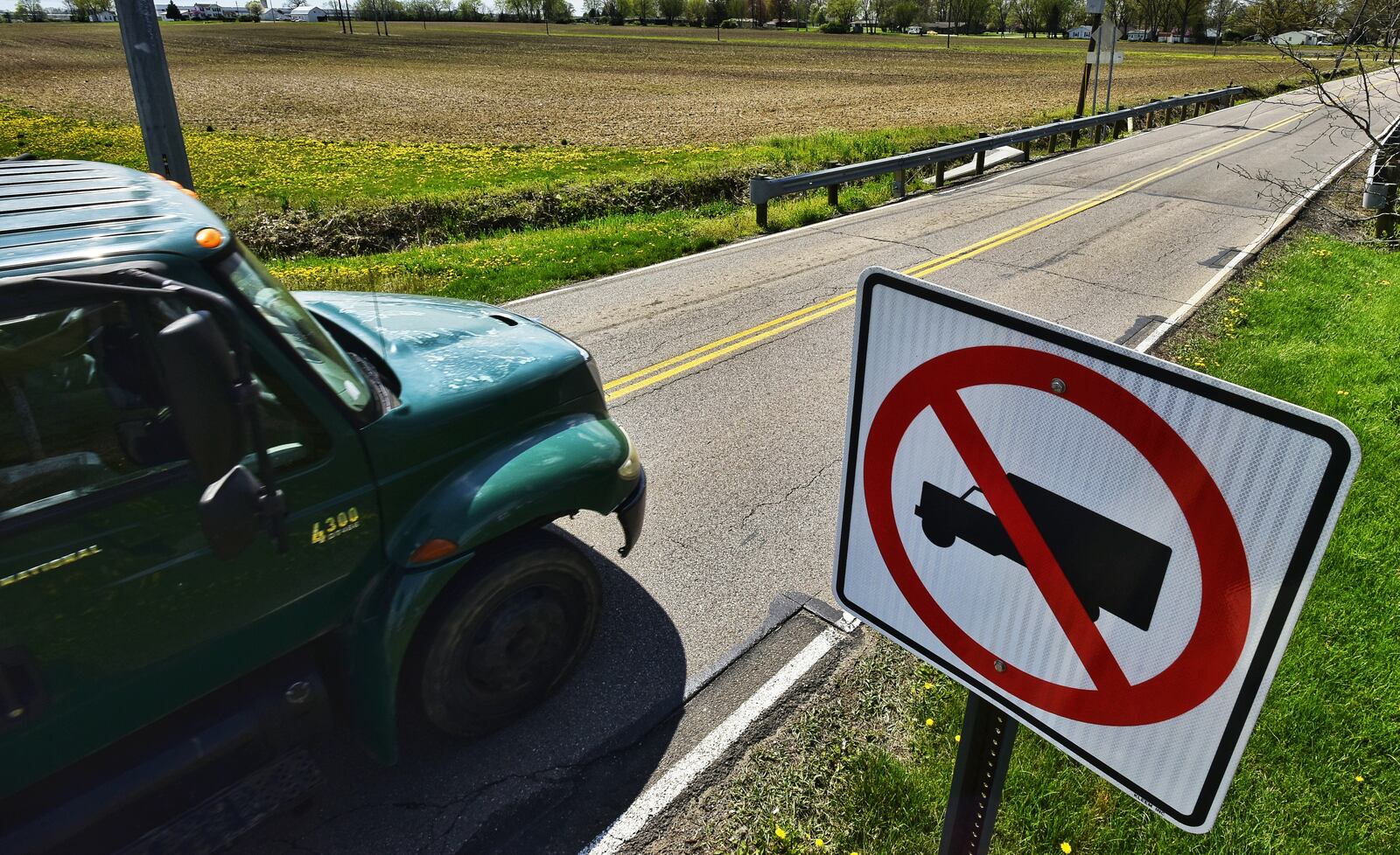 Residents on Todhunter Road in Monroe signed a petition against trucks traveling on their road. They said there are "no truck" signs on the road that are disobeyed by drivers. NICK GRAHAM/STAFF