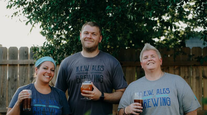 The trio behind N.E.W. Ales Brewing in Middletown are Wes and Nikki Heupel and friend Beth O’Harra, who have already developed five craft beers. CONTRIBUTED