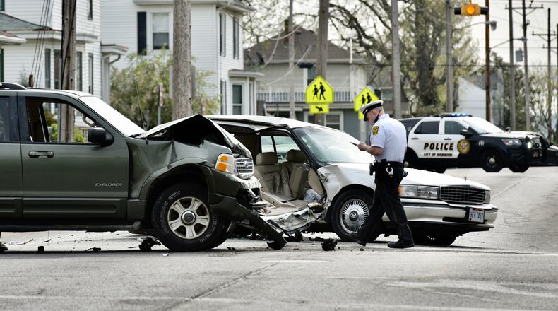 A Ford Explorer hit a Cadillac in the passenger side at the intersection of Rhea Avenue and North E Street in Hamilton this morning.
