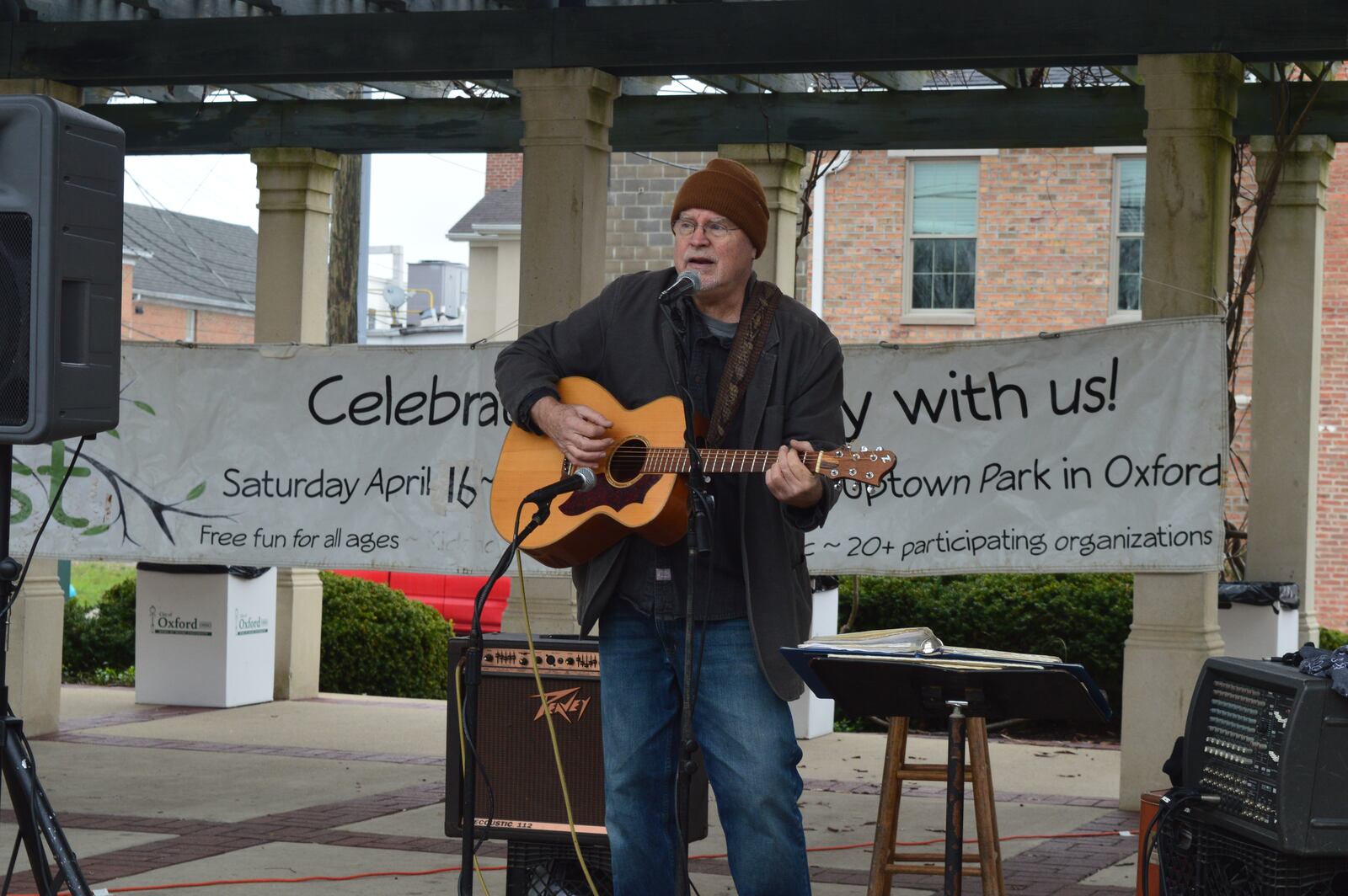 John Kogge was one of the musicians providing entertainment during Earth Fest, playing a variety of familiar folk songs as visitors moved around to the tables of participating groups and organizations. CONTRIBUTED/BOB RATTERMAN