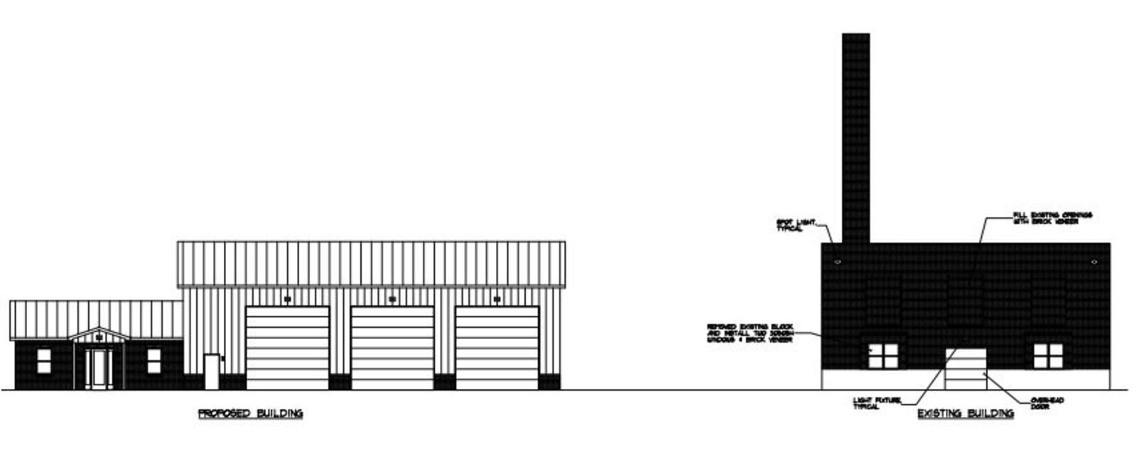 The owner of the French Bauer Dairy property, who has torn down a building there but plans to keep the building with the smokestack, wants to build a new building for storage of construction equipment. PROVIDED