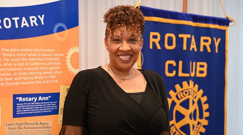 Flora Butler became the first African-American woman to be the president of the Hamilton Rotary Club, which began in 1919. Pictured is Butler at the installment ceremony on Thursday, June 20, 2024, at the Fitton Center for Creative and Performing Arts in Hamilton, Ohio. MICHAEL D. PITMAN/STAFF