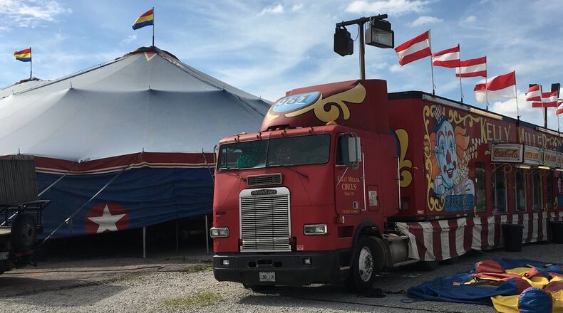 A traveling circus was set up this week where Warren County expected to be constructing an event center. It will be the second fair without the event center or grandstands demolished last year to make way for the new facilities. Staff photo by Lawrence Budd