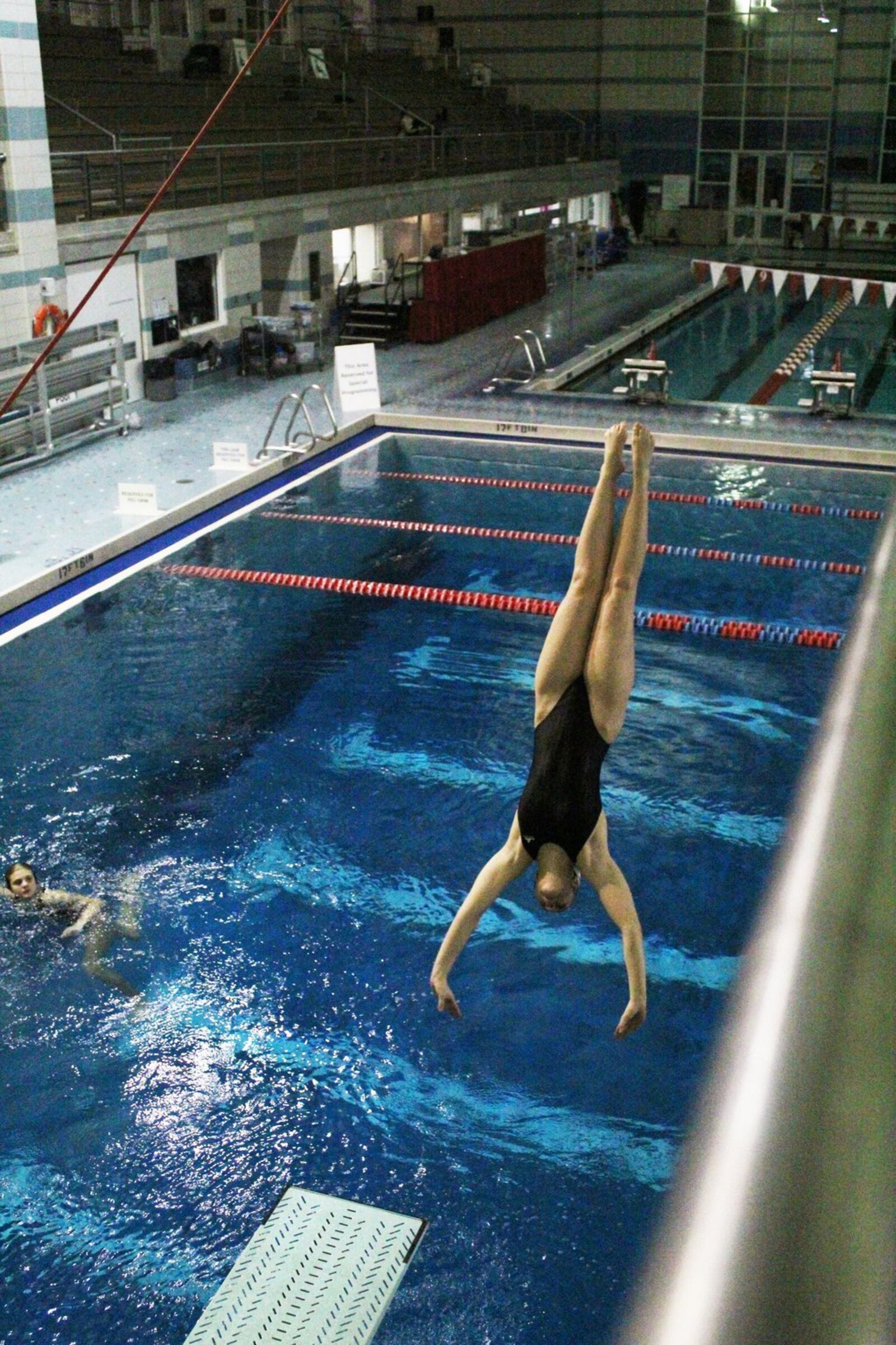 Lakota East senior diver Lindsey Jones is a former gymnast who had to give up the sport because of injuries. That led her to the sport of diving. CONTRIBUTED PHOTO BY LAUREN MAIER