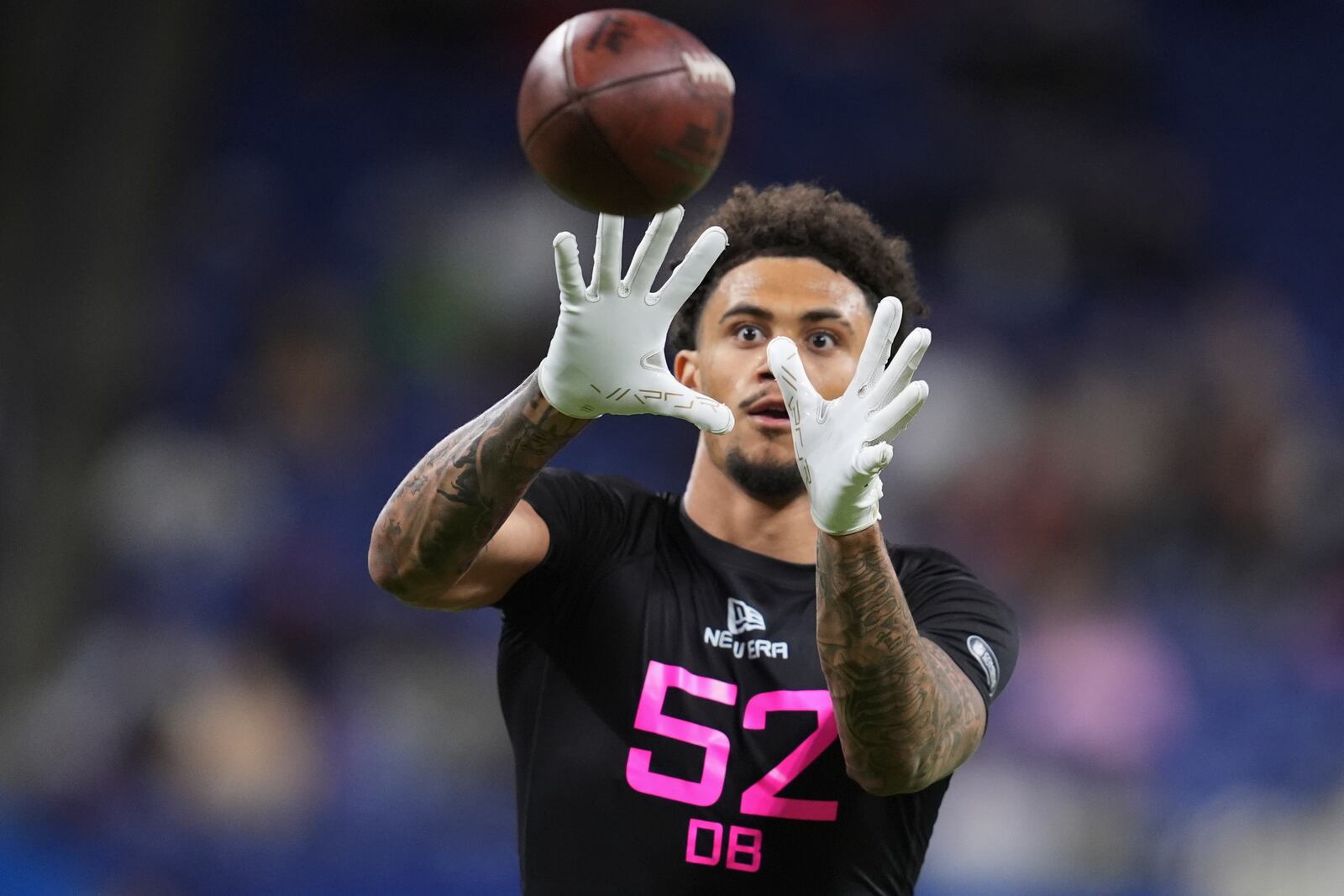 Iowa State defensive back Malik Verdon runs a drill at the NFL football scouting combine in Indianapolis, Friday, Feb. 28, 2025. (AP Photo/Michael Conroy)