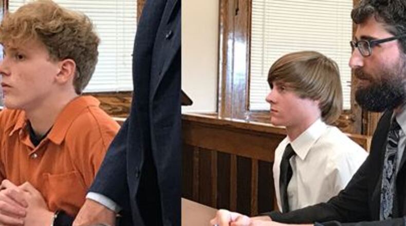 Jordan Buckley, left and Jaden Churchhreus, middle, pleaded not guilty to the death of Victoria Schafer on Friday. Both teens are facing murder charges in the photographer's death. Photo Courtesy / Brittany Bailey of 10TV
