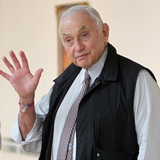 FILE - This Sept. 19, 2014 file photo shows Chairman and CEO of Victoria's Secret parent L Brands Les Wexner touring the exhibit at the Wexner Center for the Arts in Columbus, Ohio. (AP Photo/Jay LaPrete, File)
