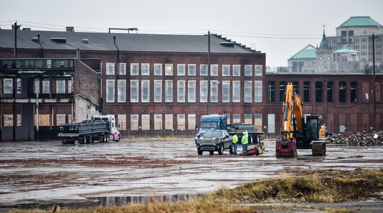 Steel is being delivered for construction at Spooky Nook Sports Champion Mill Monday, Dec. 2, 2019 in Hamilton. NICK GRAHAM/STAFF