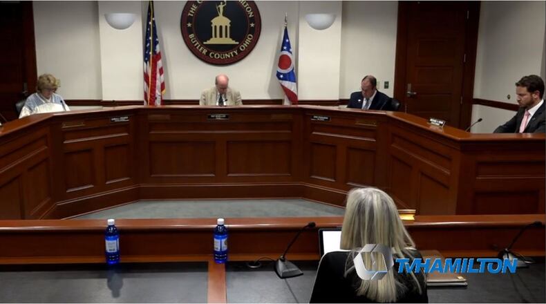 Hamilton City Council met in person on Wednesday, but physically distanced themselves from each other by sitting in every other seat, with all members present, but some sitting where the audience usually does. PROVIDED