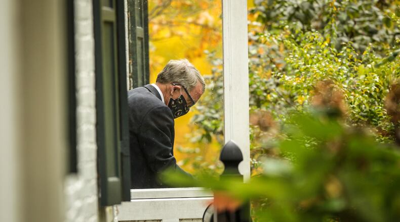 Ohio Gov. Mike DeWine talks to the press Friday October 9, 2020 at the Patterson Homestead on Brown St. in Dayton. DeWine traveled around Ohio on Friday because he was worried about the recent COVID-19 up tick. JIM NOELKER/STAFF