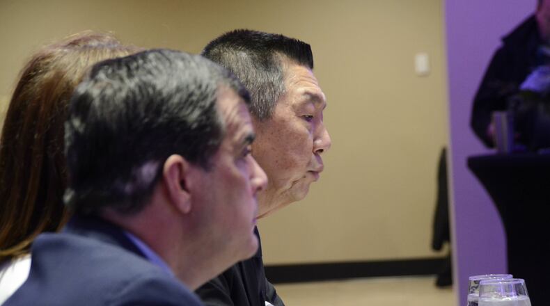 West Chester Twp. Trustee Lee Wong, a Republican, answers a question in a Feb. 13, 2020, debate at the Benison Event Center. He is running against Ohio Reps. George Lang (foreground) and Candice Keller (not pictured) for the GOP nomination for the 4th Ohio Senate in the March 17 primary. Democrat Kathy Wyenandt (next to Wong) will face the winner in November.. West Chester Twp. Trustee Lee Wong, a Republican, also participated in the debate. Ohio Rep. Candice Keller, R-Middletown, was invited to participated but declined to participate due to a conflict. MICHAEL D. PITMAN/STAFF