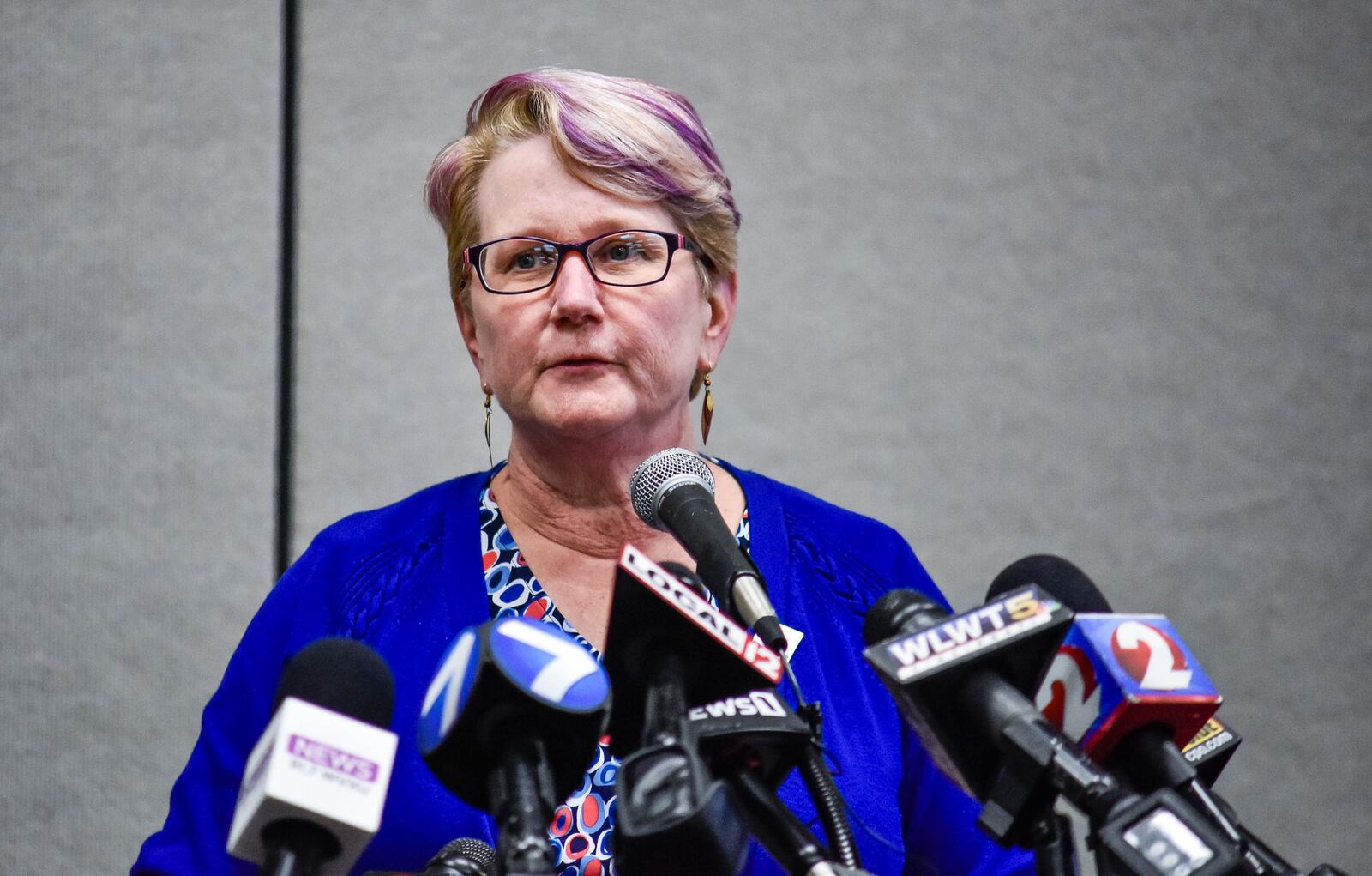 Jennifer Bailer, Butler County health commissioner, during a news conference last year about the coronavirus. NICK GRAHAM/STAFF