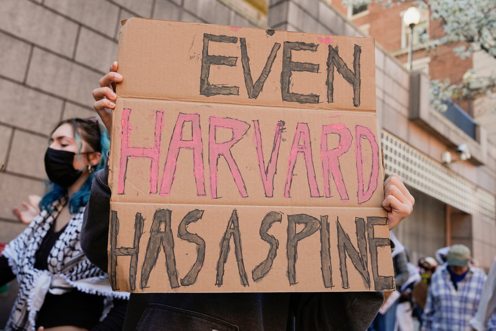 FILE - Demonstrators protest outside the Columbia University campus on the Day of Action for Higher Education on April 17, 2025, in New York. (AP Photo/Julia Demaree Nikhinson, File)