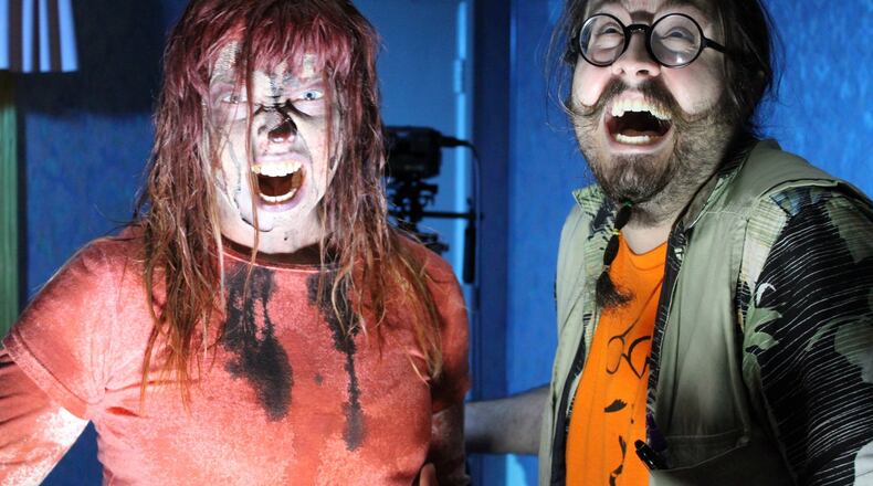 Actress JoAnna Lloyd with Henrique Couto with on the set of his film, “Scarewaves.” CONTRIBUTED