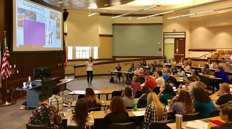K-12 teachers from Butler County and other area school systems are attending summer courses in writing and mathematics at Miami University’s Voice of America Learning Center in West Chester Township. The program is designed to further develop teachers’ skills in classroom instruction. MICHAEL D. CLARK/STAFF