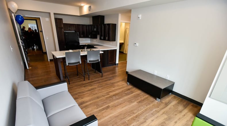 Hope House Mission held a ribbon cutting for their new men’s emergency shelter an permanent supportive housing apartments to support those experiencing homelessness and poverty Monday, Feb. 24, 2020 on Grove Street in Middletown. The facility has a 50 bed emergency shelter, 30 one-bedroom Permanent Supportive Housing apartments, administrative offices, counseling and case management offices, a chapel, recreation room, dining room with commercial kitchen and health counseling room for nurses and visiting doctors. NICK GRAHAM / STAFF