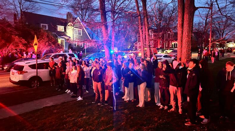 A crowd gathered to watch multiple agencies including the Butler County SWAT Team respond to a barricade incident in Oxford in mid-April. TAYLOR STUMBAUGH/OXFORD FREE PRESS