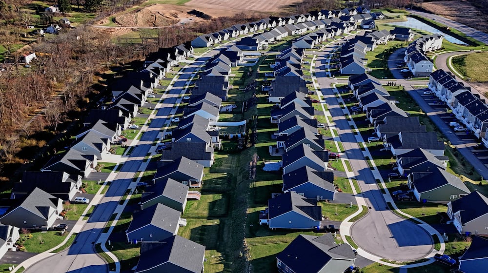 FILE - A housing development in Cranberry Township, Pa., is seen on March 29, 2024. (AP Photo/Gene J. Puskar, File)
