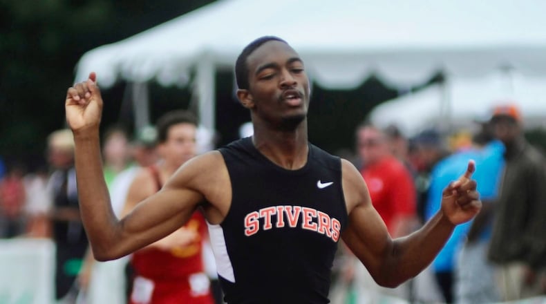 Stivers senior Tyler Johnson wins the 400-meter run at the Division II state track and field meet at Ohio State's Jesse Owens Memorial Stadium on Saturday, June 4, 2016. Marc Pendleton/Staff