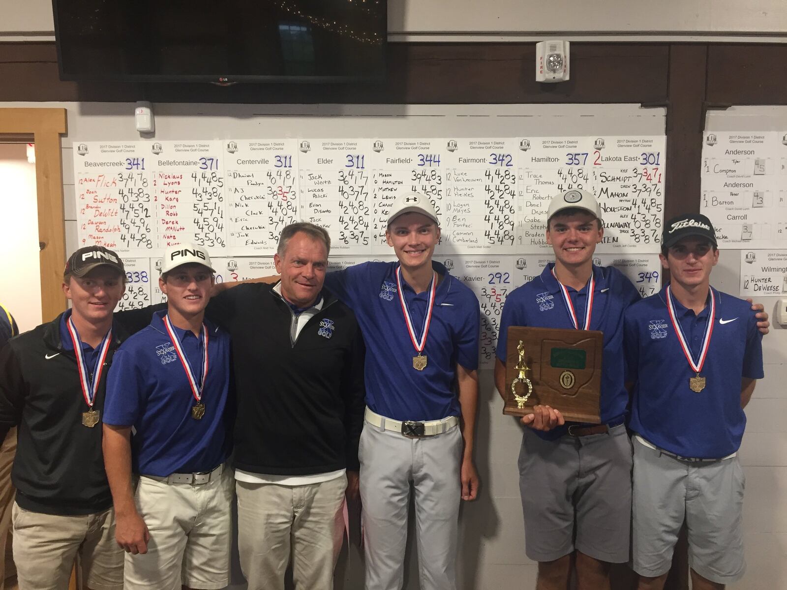 The St. Xavier boys golf team earned a chance to play for its third straight Division I state championship after winning the district tournament Thursday at Glenview Golf Course in Springfield Township. SUBMITTED PHOTO