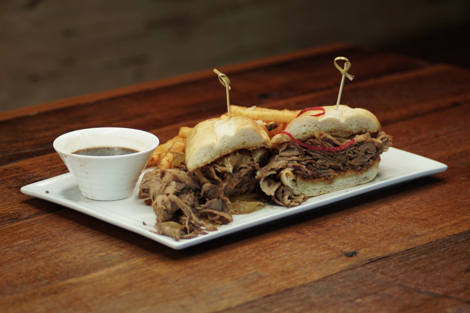 Basil's on Market's Slow Roasted French Dip sandwich featuring shaved prime rib. CONTRIBUTED