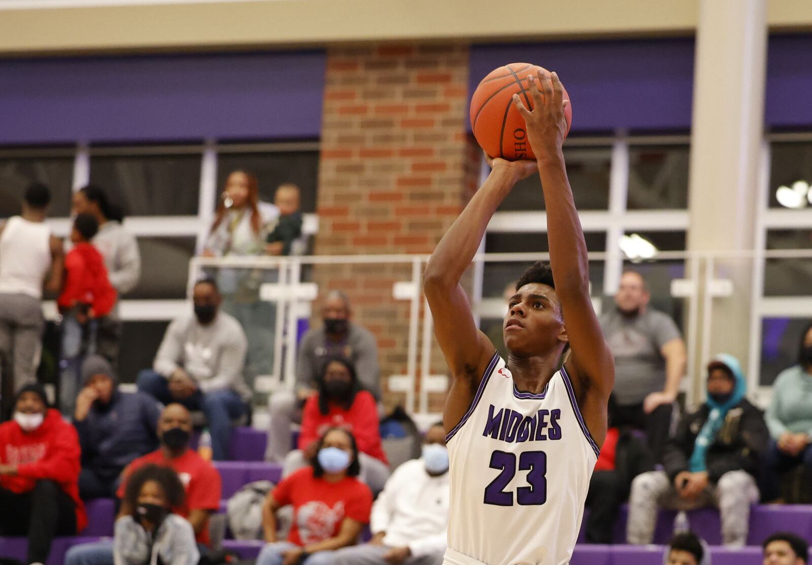 Middletown's Izaiah Day puts up a shot during their basketball game against Princeton Friday, Jan. 21, 2022 at Middletown High School. Princeton won 76-71 in double overtime. NICK GRAHAM / STAFF