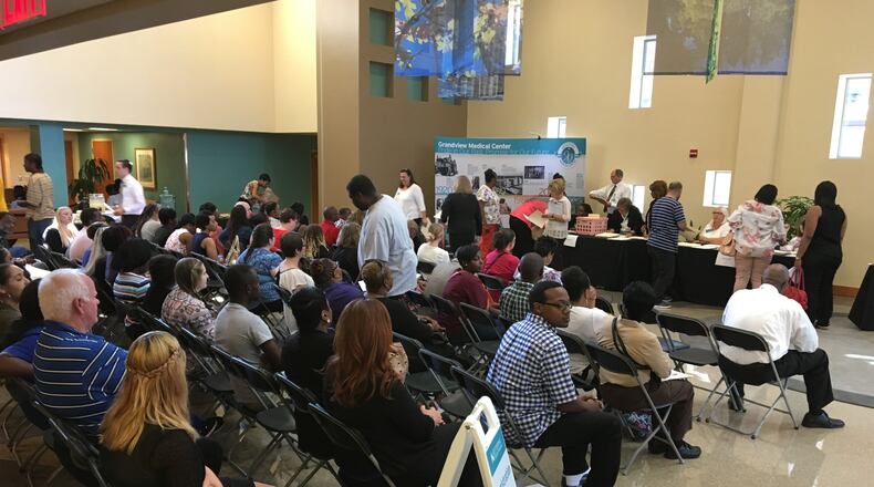 Grandview Medical Center held a hiring event last week. The Dayton hospital was looking to fill positions including: Registered nurses, physical therapists, occupational therapists, speech language pathologists, imaging technicians and nutrition services. STAFF PHOTO