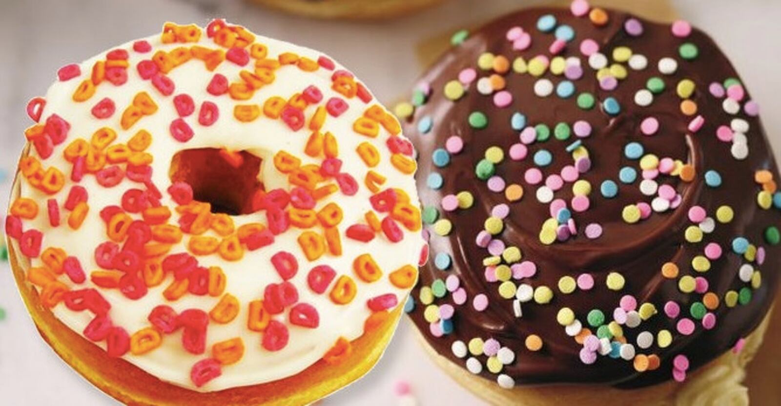 Dunkin’ Donuts’ new Sprinkles and Vanilla Cake Batter doughnuts, now in all Dayton and southwest Ohio Dunkin’ donuts shops. SUBMITTED