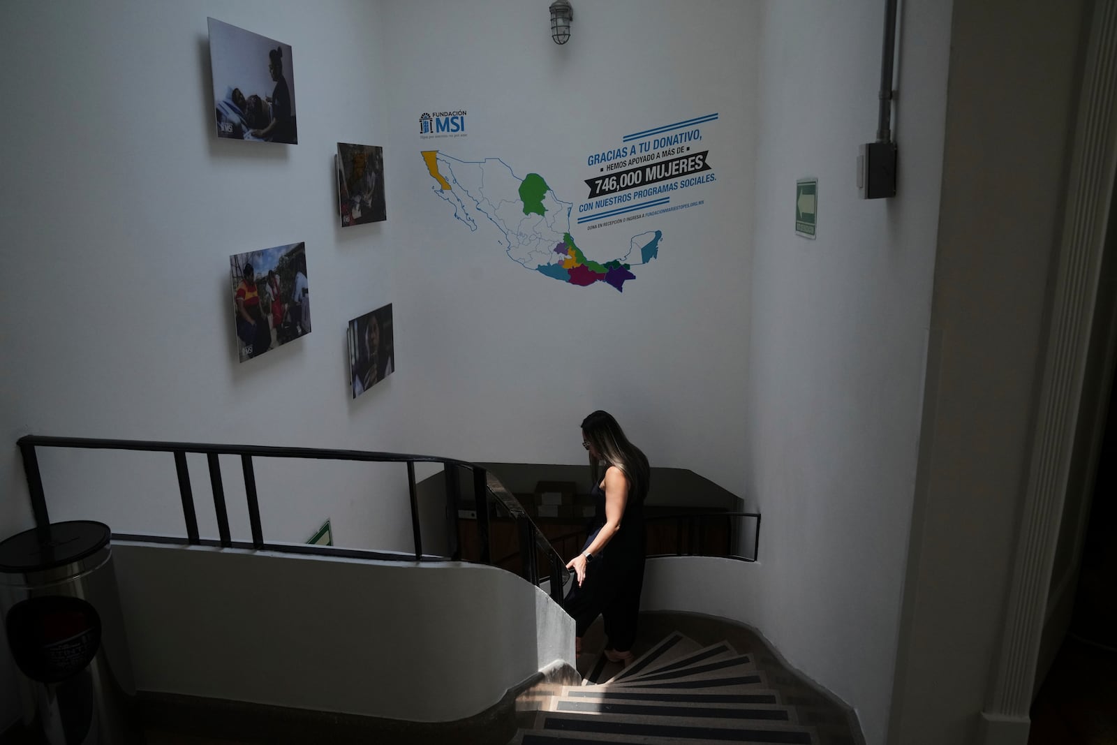 A health worker gives a tour of the MSI Foundation, an organization that offers information and help to women seeking abortions, in Mexico City, Thursday, May 8, 2025. (AP Photo/Marco Ugarte)
