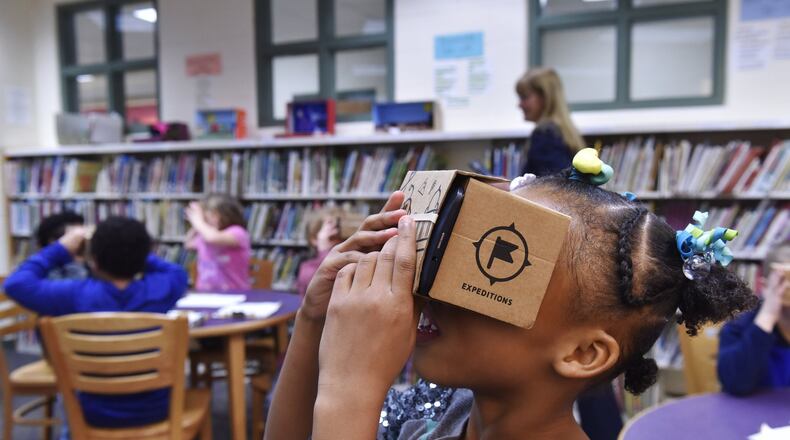 Two years ago Middletown Schools participated in a free trial with Google-supplied virtual reality goggles at some of its elementary schools. While the goggles proved popular with students, the costs of permanently installing the program proved too expensive for the city schools. NICK GRAHAM/2016