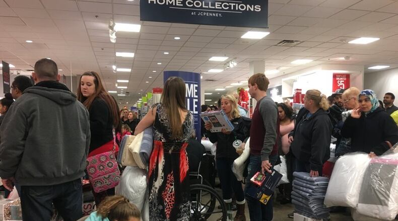 Customers came out in large crowds for Thanksgiving Day sales in the Miami Valley. KARA DRISCOLL/STAFF