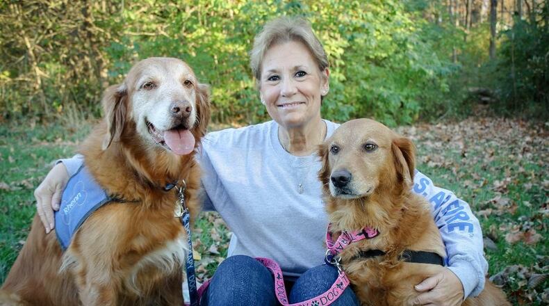 MVPTA team: Brenda Metcalf with Rhenn, left, and Rosie, right. JULIE KIRK