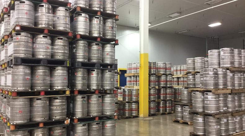 Kegs in Heidelberg’s 32,000-square-foot cooler. File photo