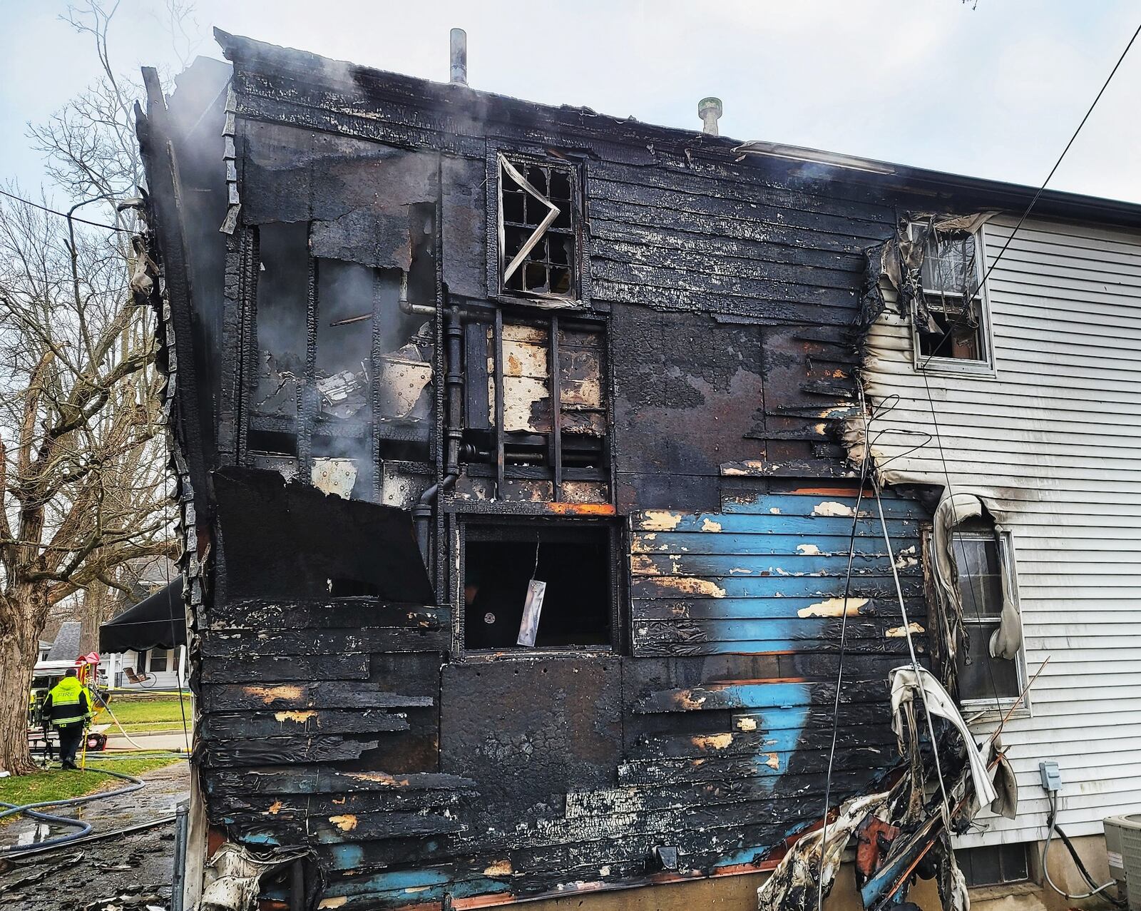 Crews responded to a report of an explosion at a house in the 2500 block of Flemming Road in Middletown on Monday, Jan. 11, 2021. NICK GRAHAM / STAFF