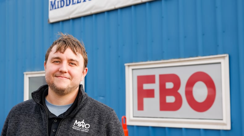 Nik Brumback is the manager at Middletown Regional Airport in Middletown has been since August 2024. He previously managed the fixed-based operator at Lunken Airport in Cincinnati. NICK GRAHAM/STAFF