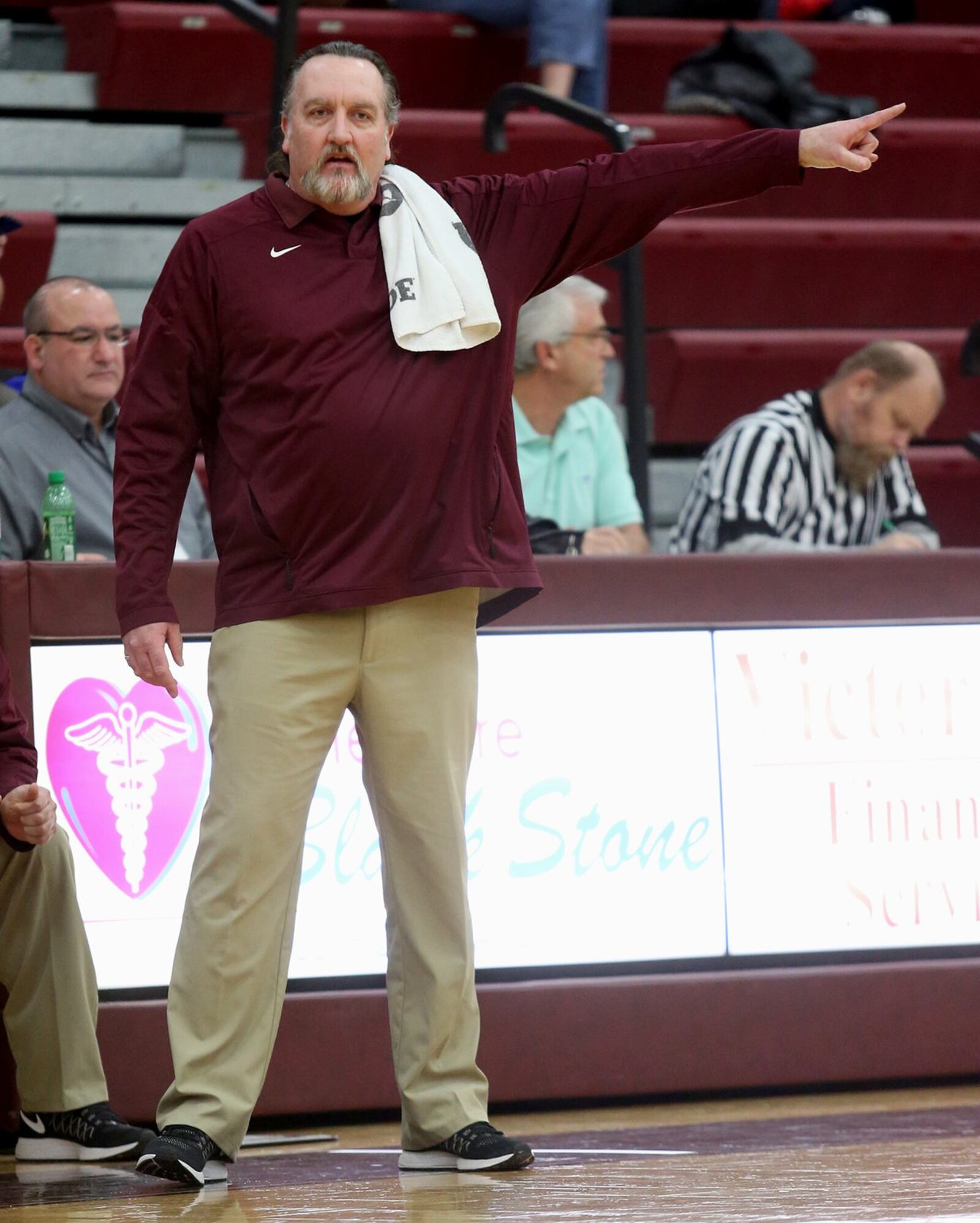Ross coach Rodney Parrett reacts to a call during a Division II sectional girls basketball game against Oakwood at Lebanon on Feb. 11, 2016. Oakwood won 51-39. CONTRIBUTED PHOTO BY E.L. HUBBARD