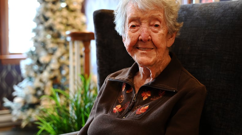 Vera Keck, a native Hamiltonian, will turn 105 years old on Sunday, Nov. 17, 2024, and her family and friends will celebrate her birthday on Sunday at
Westover Retirement Community on Stahlheber Road in Hamilton. MICHAEL D. PITMAN/STAFF