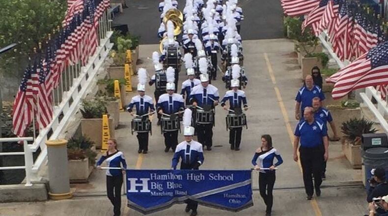 Hamilton High School’s Marching Band traveled to Hawaii, where it performed over the Thanksgiving break in the Waikiki Holiday Parade to commemorate the 75th anniversary of the attack on Pearl Harbor. The band members toured the Dole Plantation, DiamondHead, and Pali Lookout. They also performed patriotic music on the USS Missouri. CONTRIBUTED PHOTO