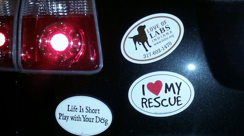 Stuck on you: the Spicer family’s bumper stickers. KARIN SPICER/CONTRIBUTED