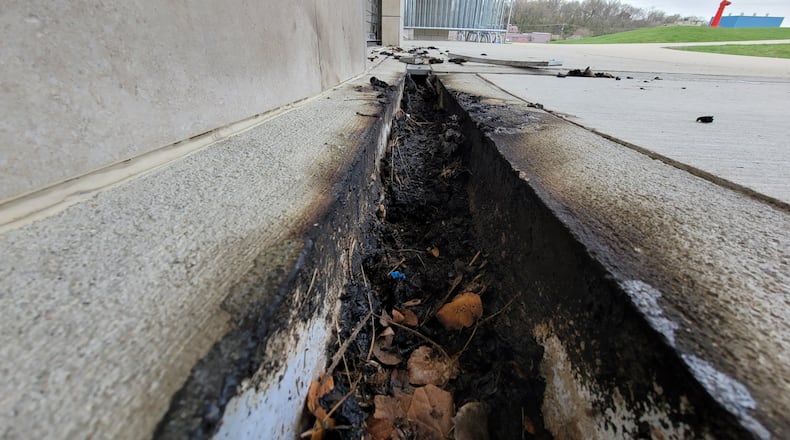 Fire caused damage at Marcum Park in Hamilton early Wednesday morning. NICK GRAHAM/STAFF