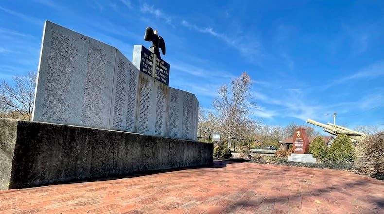 Names of Butler County residents killed in military conflicts after Vietnam are not currently included on the memorial. Pictured is the wall honoring those killed in conflicts at the Butler County Veterans Memorial at Veterans Park on New London Road. Fundraising efforts are underway to replace the wall portion to add the names of 21 war heroes and provide room for the future. MICHAEL D. PITMAN/STAFF