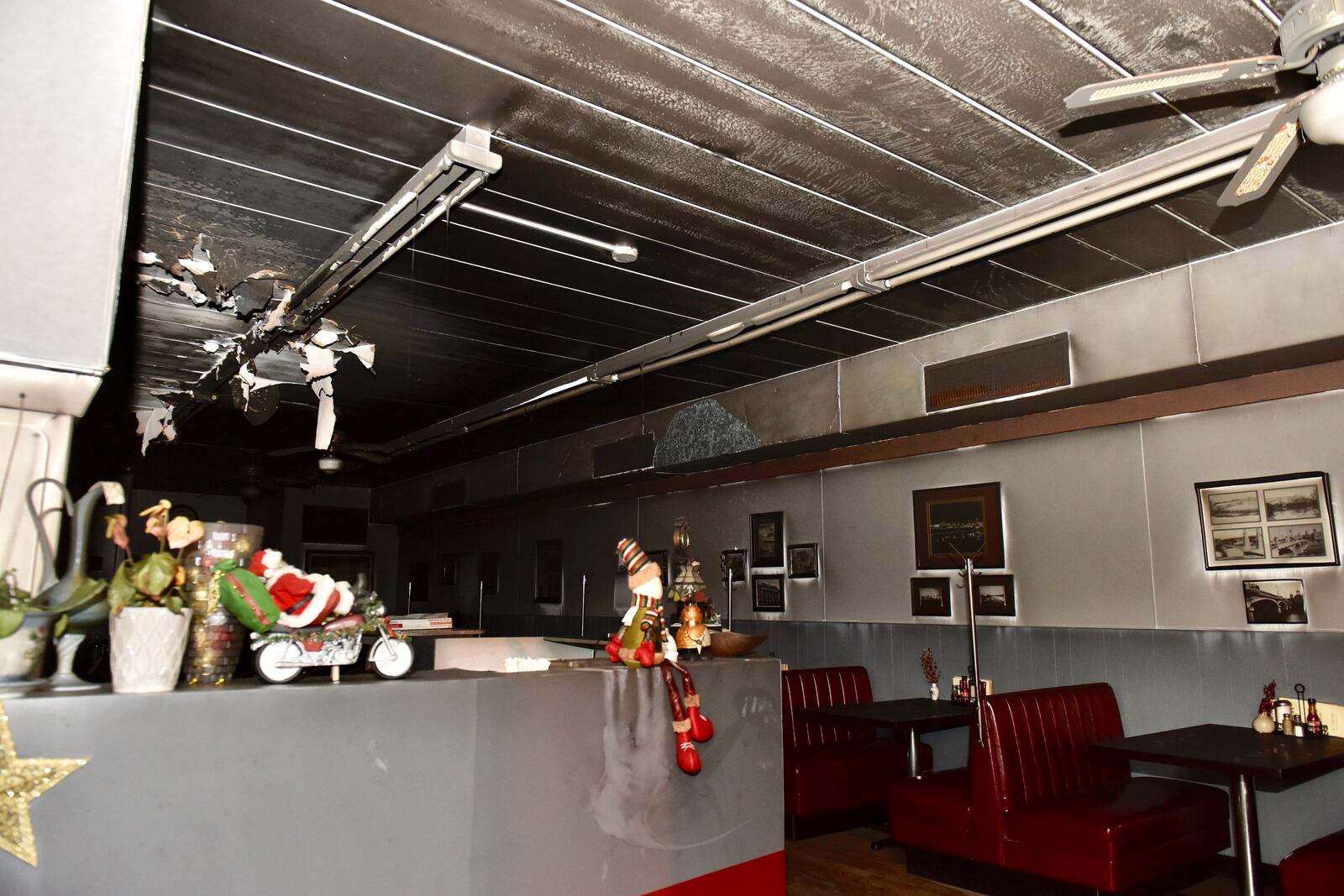 A fire caused damage inside Kostas restaurant in Hamilton on Tuesday morning, Dec. 17, 2019. NICK GRAHAM / STAFF