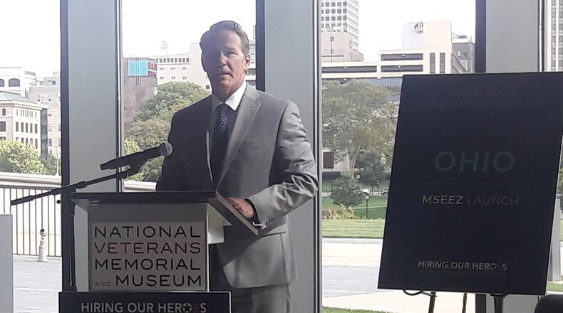Lt. Gov. Jon Husted announces Ohio's designation as a Military Spouse Economic Empowerment Zone on Oct. 12, 2021.