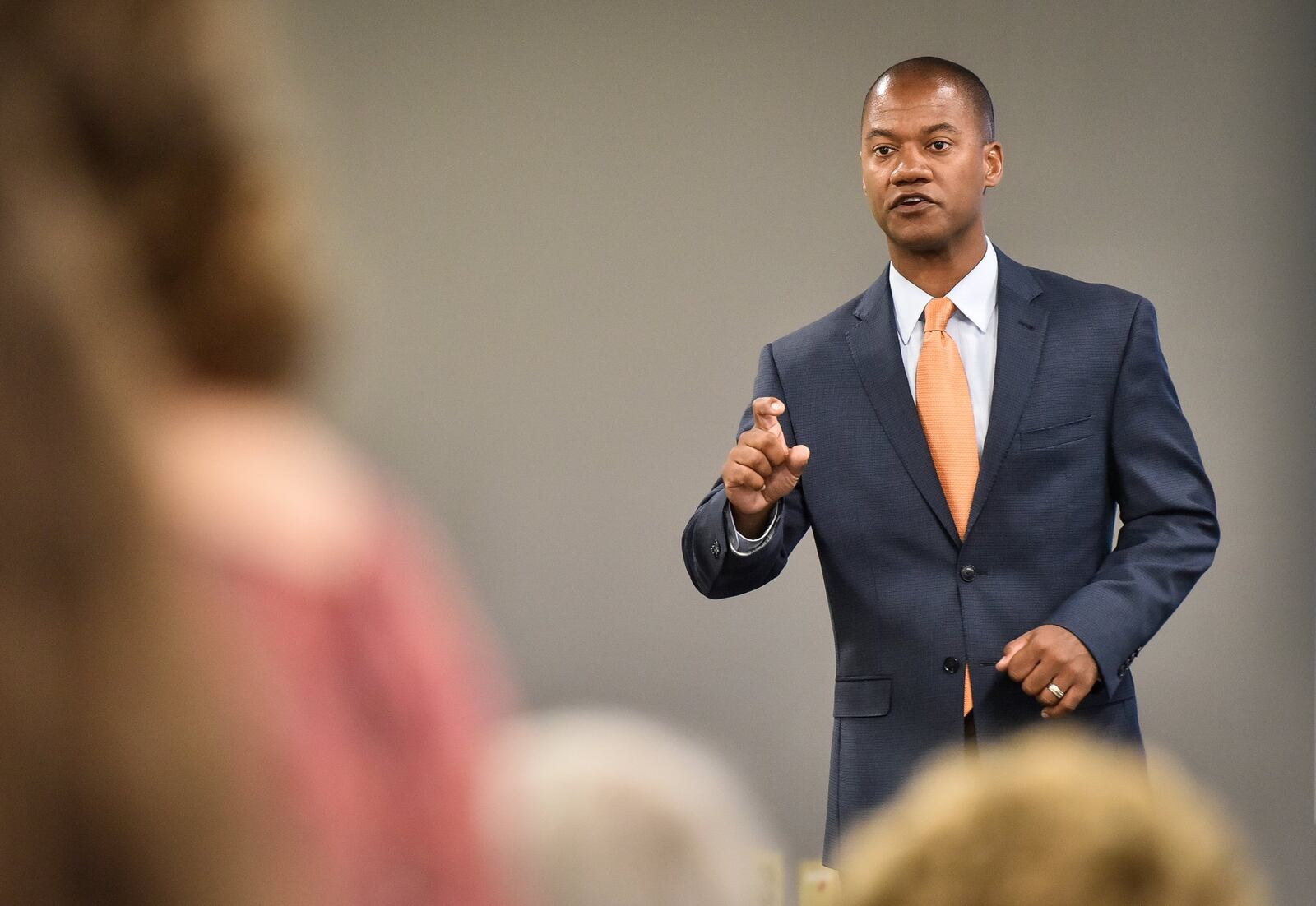 Middletown City Schools Superintendent Marlon Styles Jr. speaks to local community and business leaders about state report card scores and strategic plans for the district during a luncheon hosted by the school district Friday, Sept. 22, in Middletown. NICK GRAHAM/STAFF
