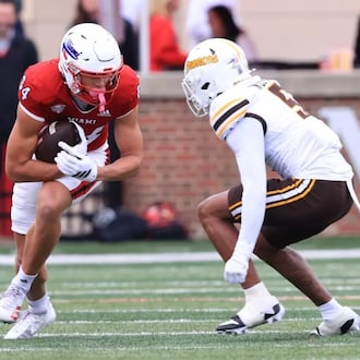 Miami's Cole Weaver catches a pass against Western Michigan in a recent game at Yager Stadium. MIAMI ATHLETICS PHOTO